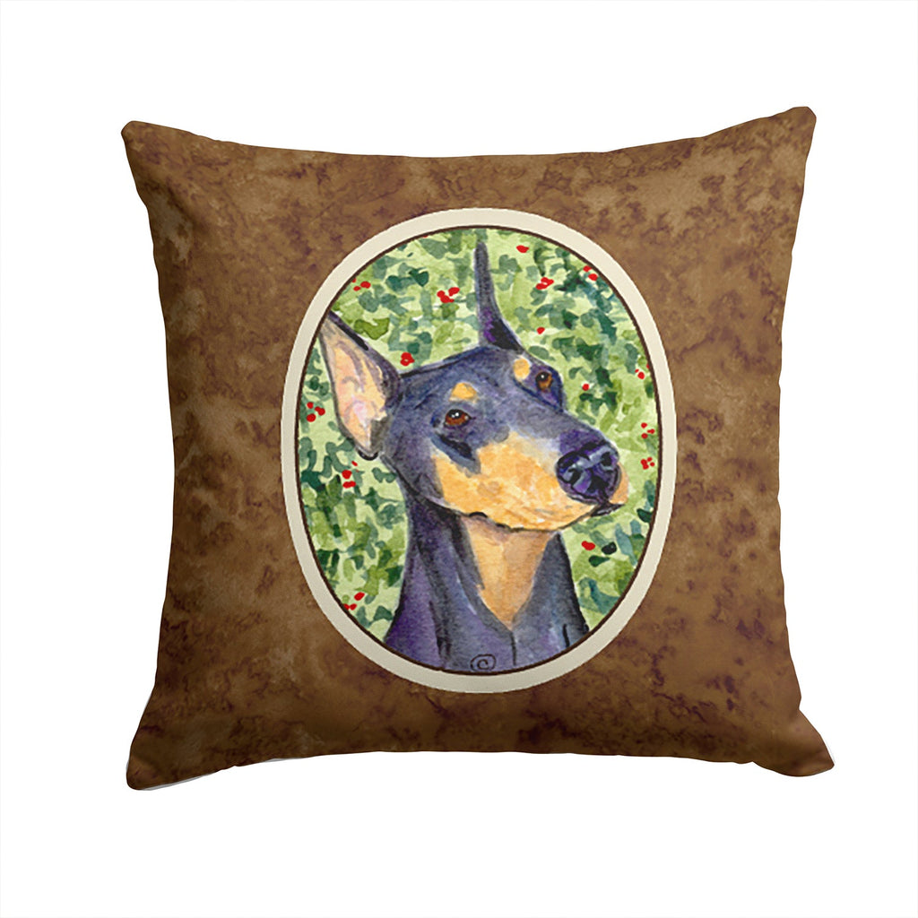 Doberman Decorative Throw Pillow 14x14 Indoor Outdoor Accent Cushion, Fabric Cover with Insert for Sofa, Bed, Porch & Living Room