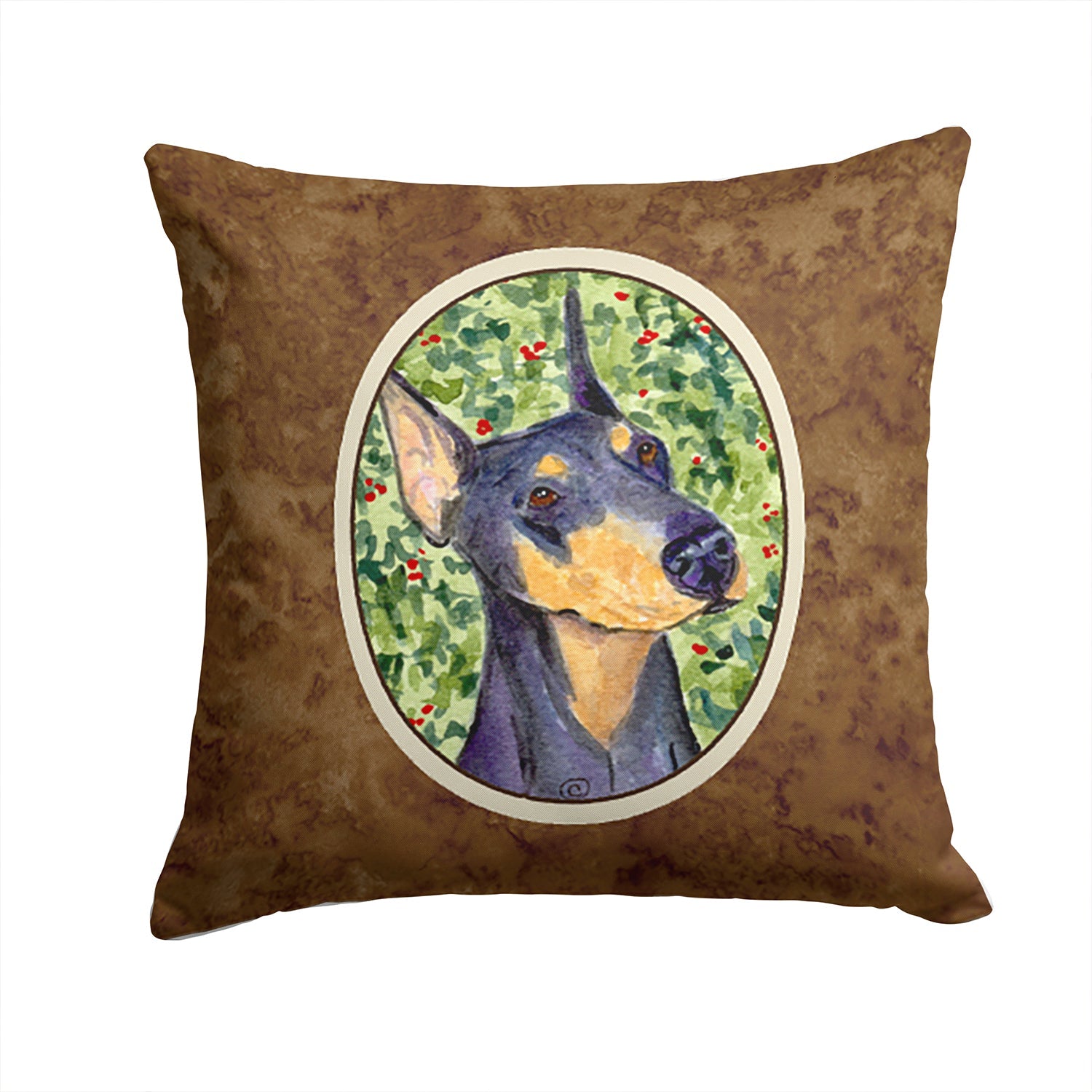 Doberman Decorative Throw Pillow 14x14 Indoor Outdoor Accent Cushion, Fabric Cover with Insert for Sofa, Bed, Porch & Living Room