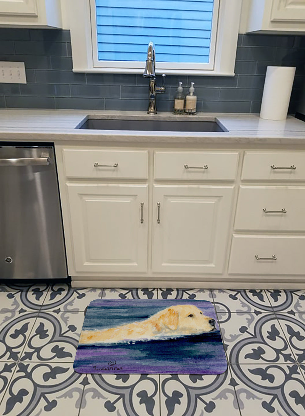 Golden Retriever Memory Foam Kitchen Mat Machine Washable Anti-Fatigue Cushion Comfort Bath or Kitchen Rug