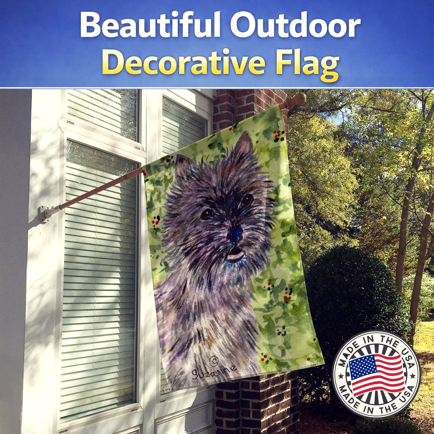 Cairn Terrier House Flag 28x40 Porch Sleeve Pole Decorative Outside Yard Banner Artwork Wall Hanging, Polyester