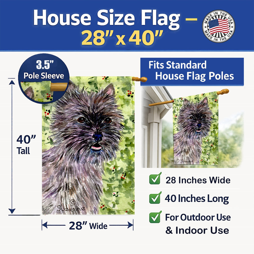 Cairn Terrier House Flag 28x40 Porch Sleeve Pole Decorative Outside Yard Banner Artwork Wall Hanging, Polyester