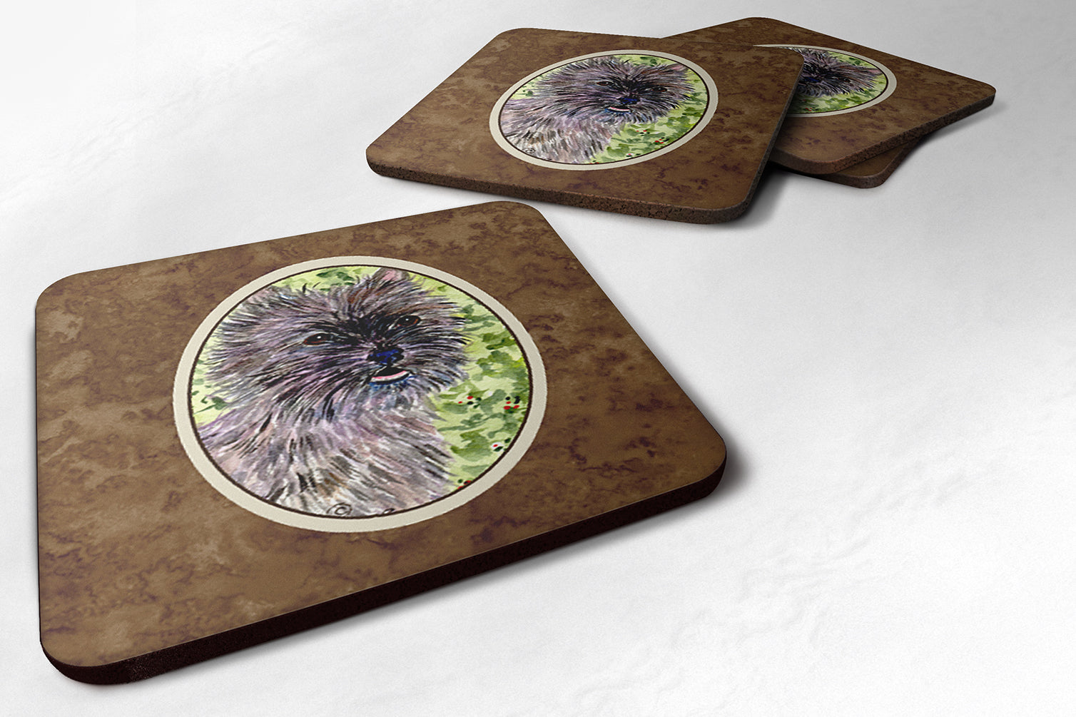 Cairn Terrier Foam Coasters Set of 4 Cup Coasters for Indoor Outdoor, Tabletop Protection, Anti Slip, Mouse pad Material