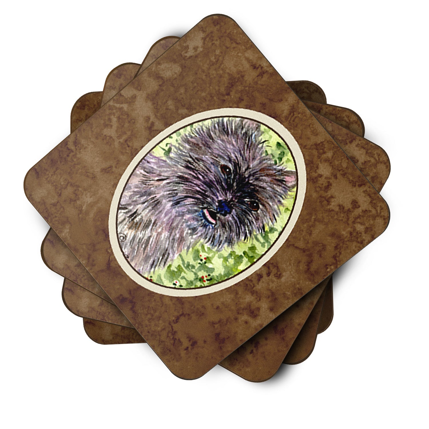 Cairn Terrier Foam Coasters Set of 4 Cup Coasters for Indoor Outdoor, Tabletop Protection, Anti Slip, Mouse pad Material