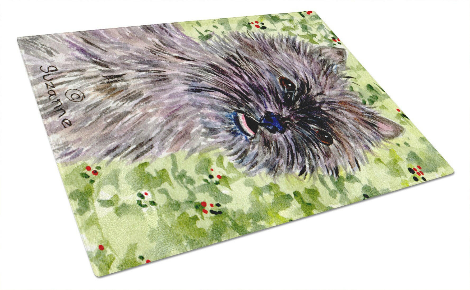 Cairn Terrier Cutting Board Tempered Glass Kitchen Cutting Surface, Heat Resistant Chopping, Non-Slip Feet, Food Prep & Serving