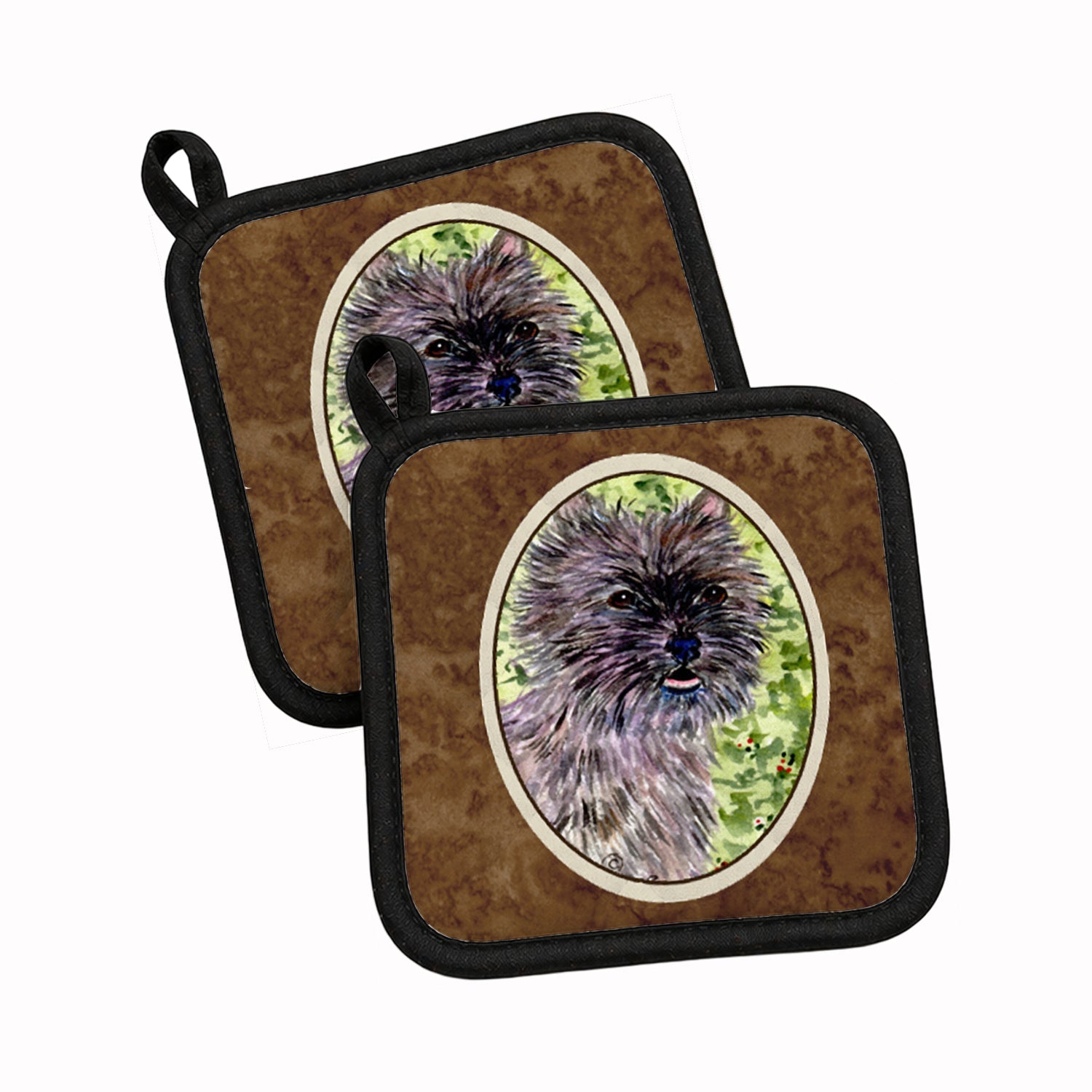 Cairn Terrier Pot Holder Set of 2 Heat Resistant Quilted Hot Pads 7.5 x 7.5 Inch, Insulated Kitchen Trivets for Cooking & Baking