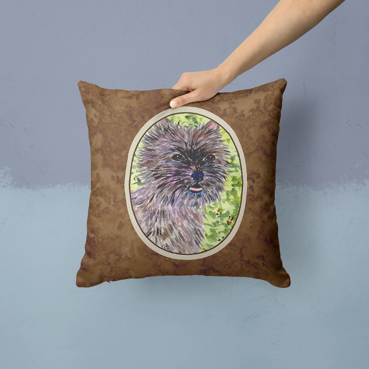 Cairn Terrier Decorative Throw Pillow 14x14 Indoor Outdoor Accent Cushion, Fabric Cover with Insert for Sofa, Bed, Porch & Living Room
