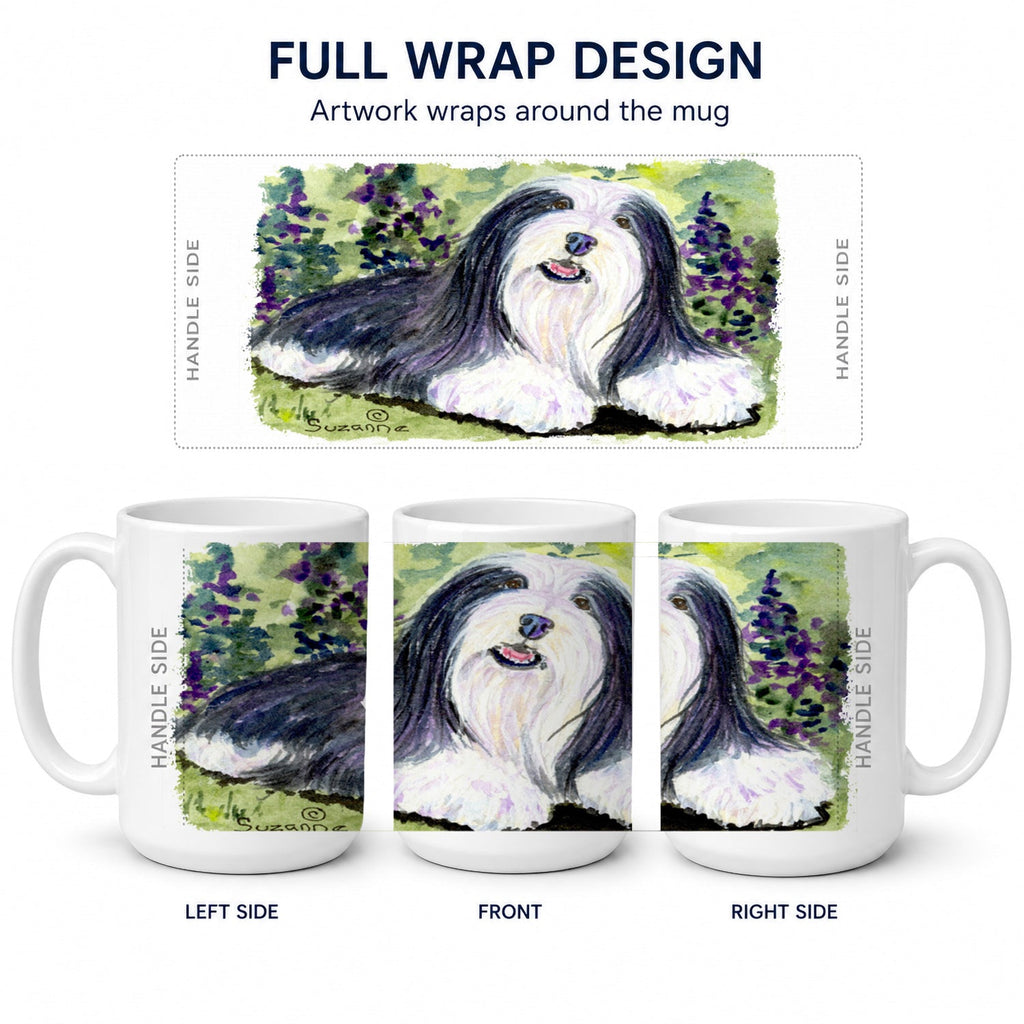 Bearded Collie Ceramic Coffee Mug 15 oz Decorative Large C Handle Mug Cup for Tea, Cocoa Hot Chocolate
