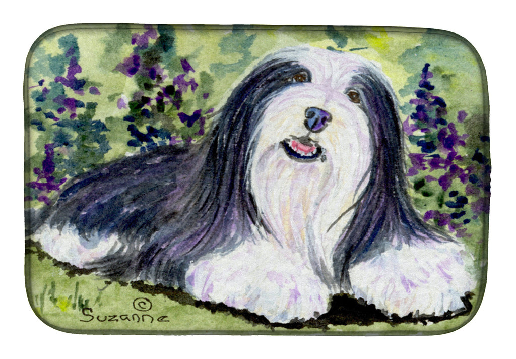 Bearded Collie Dish Drying Mat Absorbent Dish Drying Mat Pad for Kitchen Counter Dish Drainer Mat for Countertop, 14 x 21", Multicolor