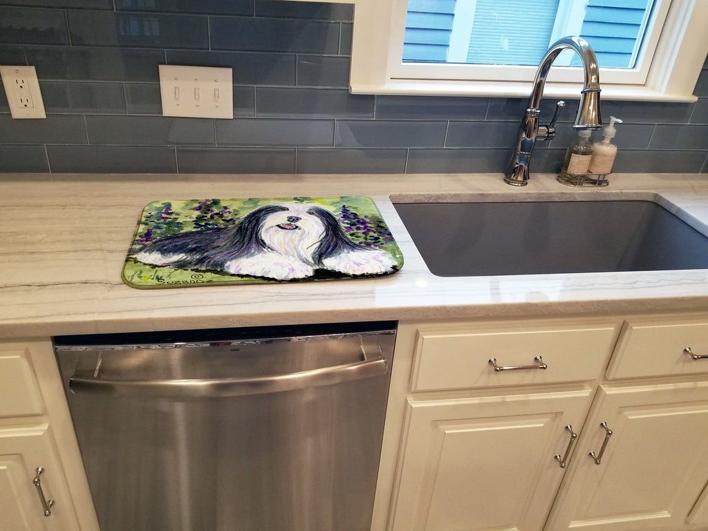Bearded Collie Dish Drying Mat Absorbent Dish Drying Mat Pad for Kitchen Counter Dish Drainer Mat for Countertop, 14 x 21", Multicolor