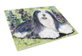 Bearded Collie Cutting Board Tempered Glass Kitchen Cutting Surface, Heat Resistant Chopping, Non-Slip Feet, Food Prep & Serving