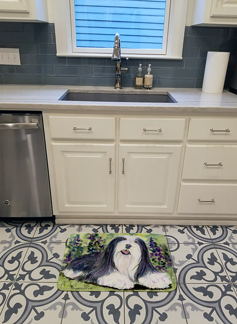 Bearded Collie Memory Foam Kitchen Mat Machine Washable Anti-Fatigue Cushion Comfort Bath or Kitchen Rug
