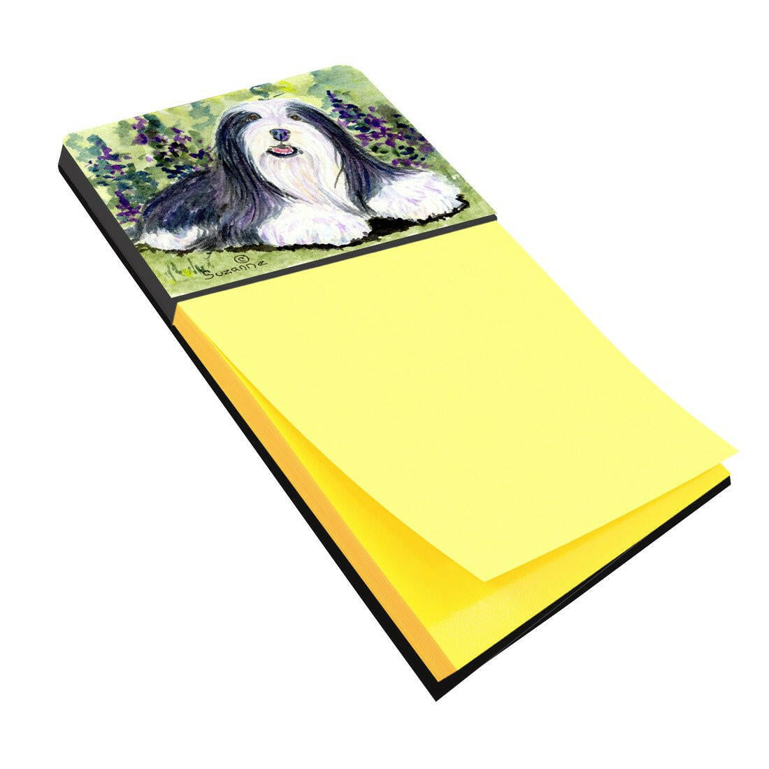 Bearded Collie Watercolor Sticky Note Holder Refillable Dispenser Desk Accessory 3x3 Pad Gift