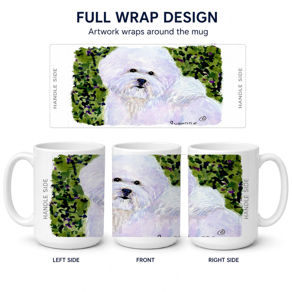 Bichon Frise Ceramic Coffee Mug 15 oz Decorative Large C Handle Mug Cup for Tea, Cocoa Hot Chocolate
