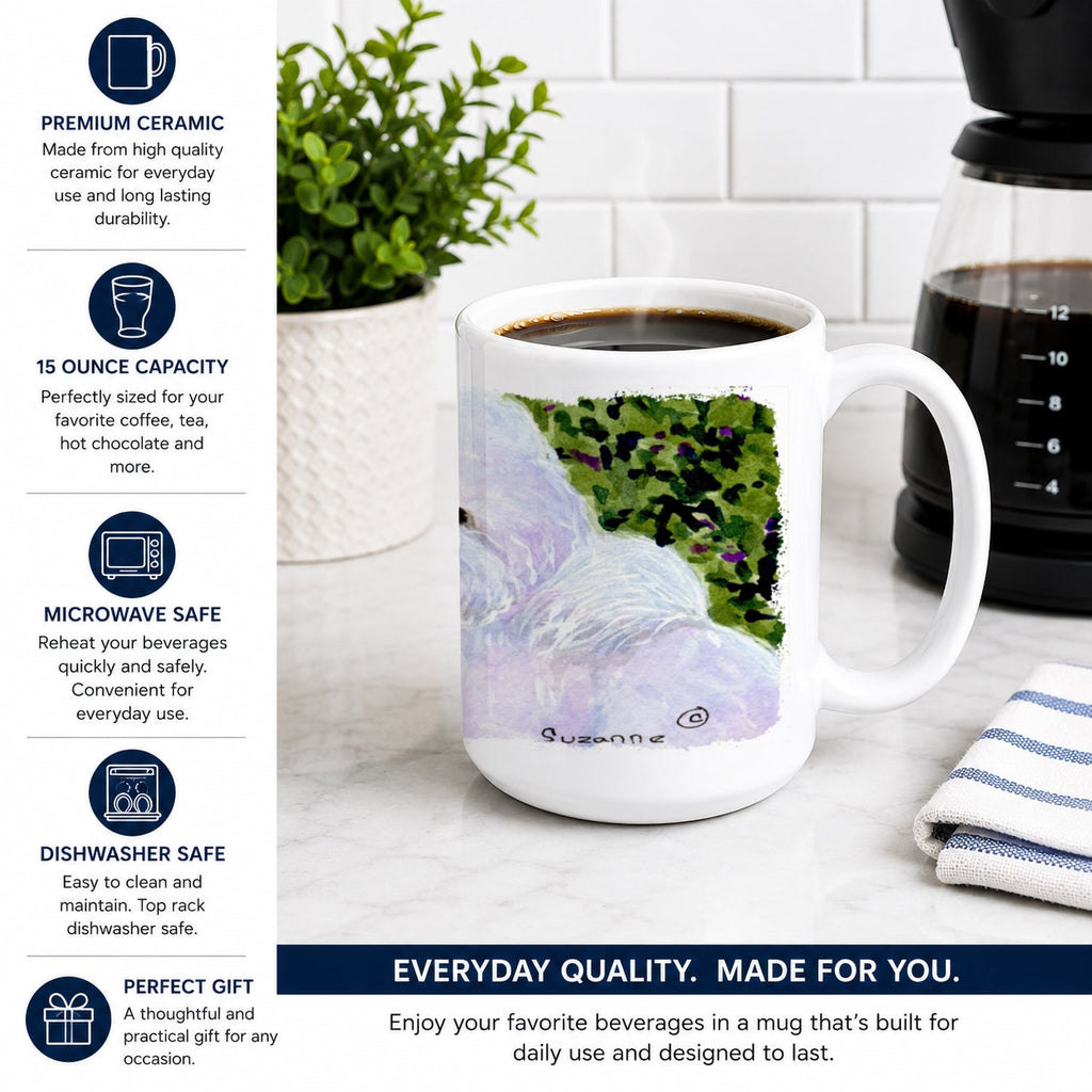 Bichon Frise Ceramic Coffee Mug 15 oz Decorative Large C Handle Mug Cup for Tea, Cocoa Hot Chocolate