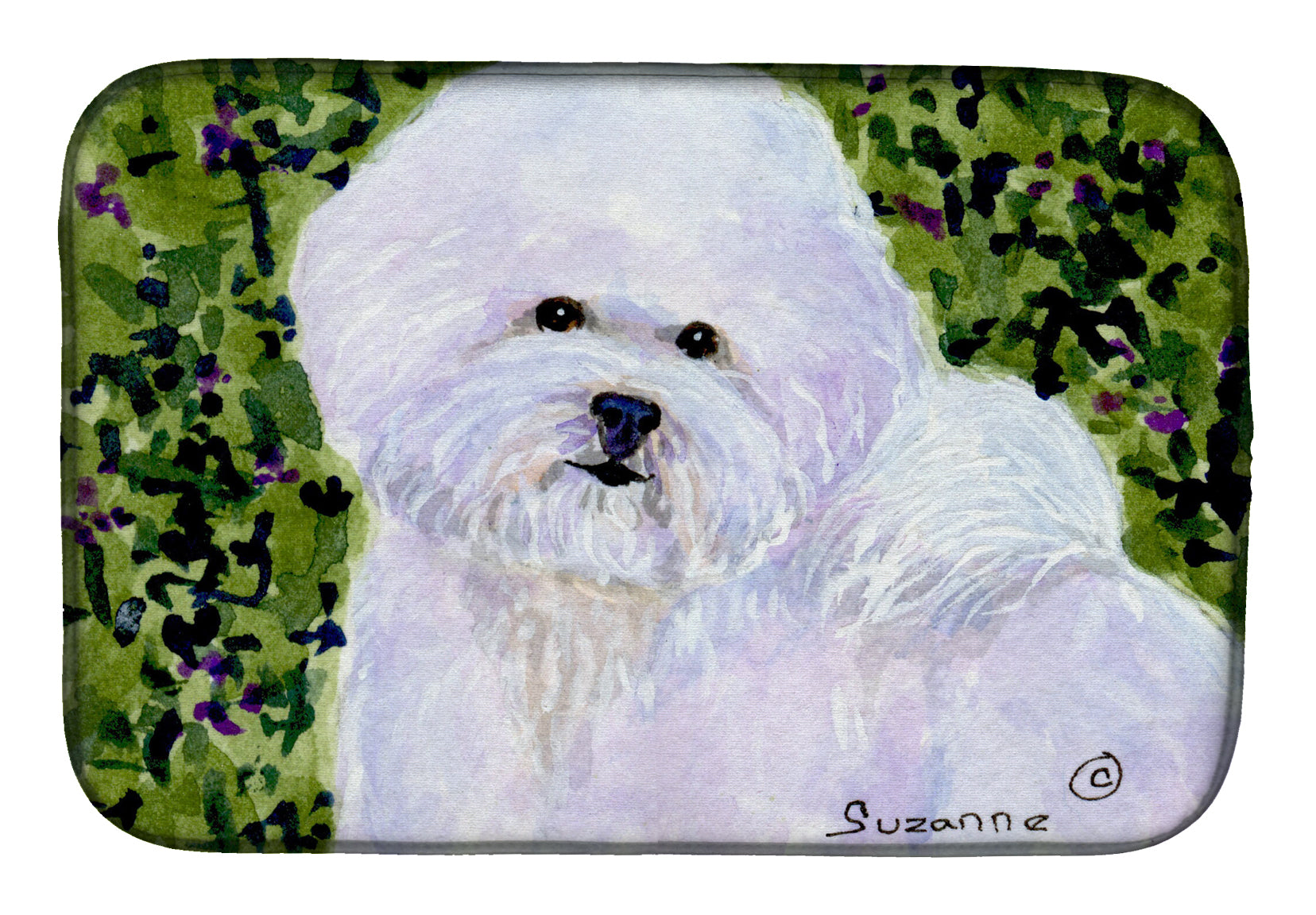 Bichon Frise Dish Drying Mat Absorbent Dish Drying Mat Pad for Kitchen Counter Dish Drainer Mat for Countertop, 14 x 21", Multicolor