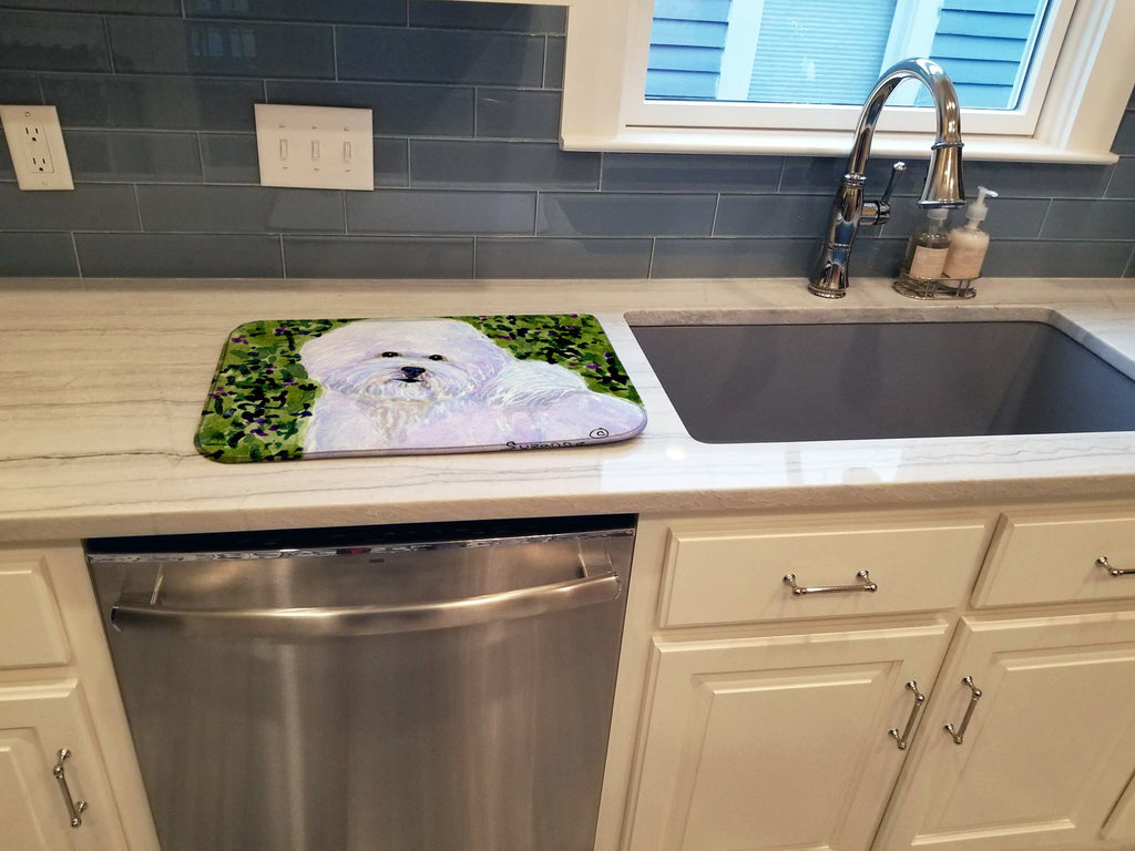 Bichon Frise Dish Drying Mat Absorbent Dish Drying Mat Pad for Kitchen Counter Dish Drainer Mat for Countertop, 14 x 21", Multicolor