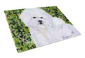 Bichon Frise Cutting Board Tempered Glass Kitchen Cutting Surface, Heat Resistant Chopping, Non-Slip Feet, Food Prep & Serving