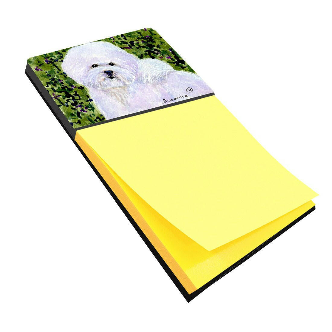 Bichon Frise Watercolor Sticky Note Holder Refillable Dispenser Desk Accessory 3x3 Pad Gift