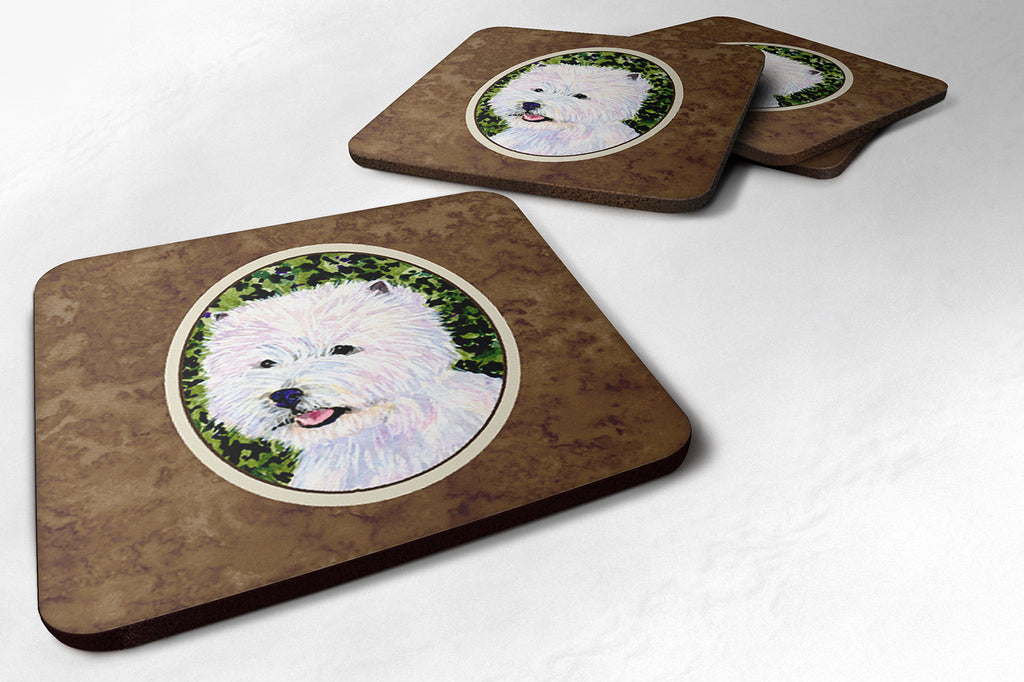 Westie Foam Coasters Set of 4 Cup Coasters for Indoor Outdoor, Tabletop Protection, Anti Slip, Mouse pad Material