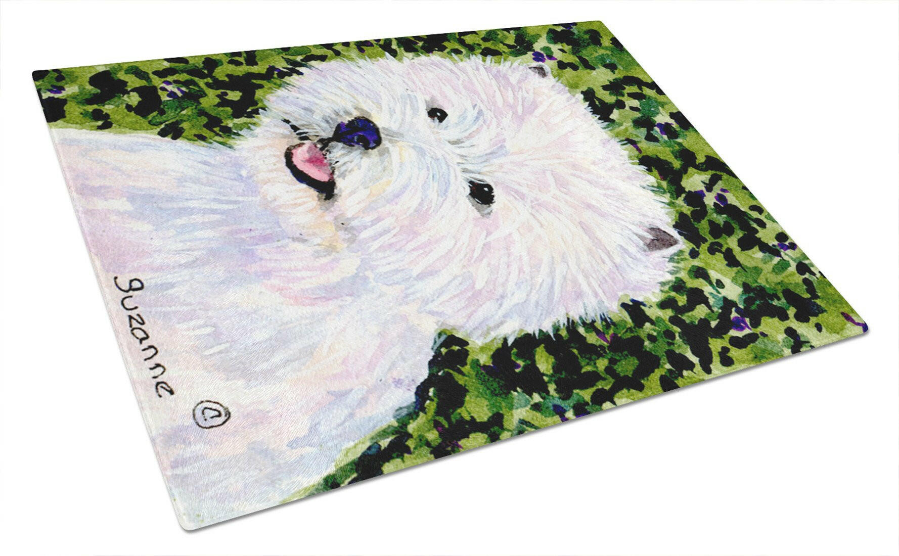 Westie Cutting Board Tempered Glass Kitchen Cutting Surface, Heat Resistant Chopping, Non-Slip Feet, Food Prep & Serving