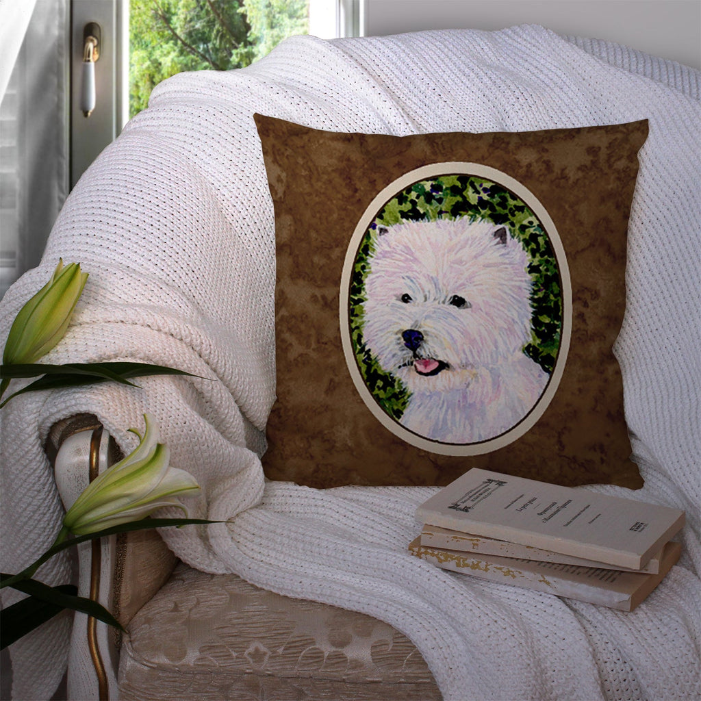 Westie Decorative Throw Pillow 14x14 Indoor Outdoor Accent Cushion, Fabric Cover with Insert for Sofa, Bed, Porch & Living Room