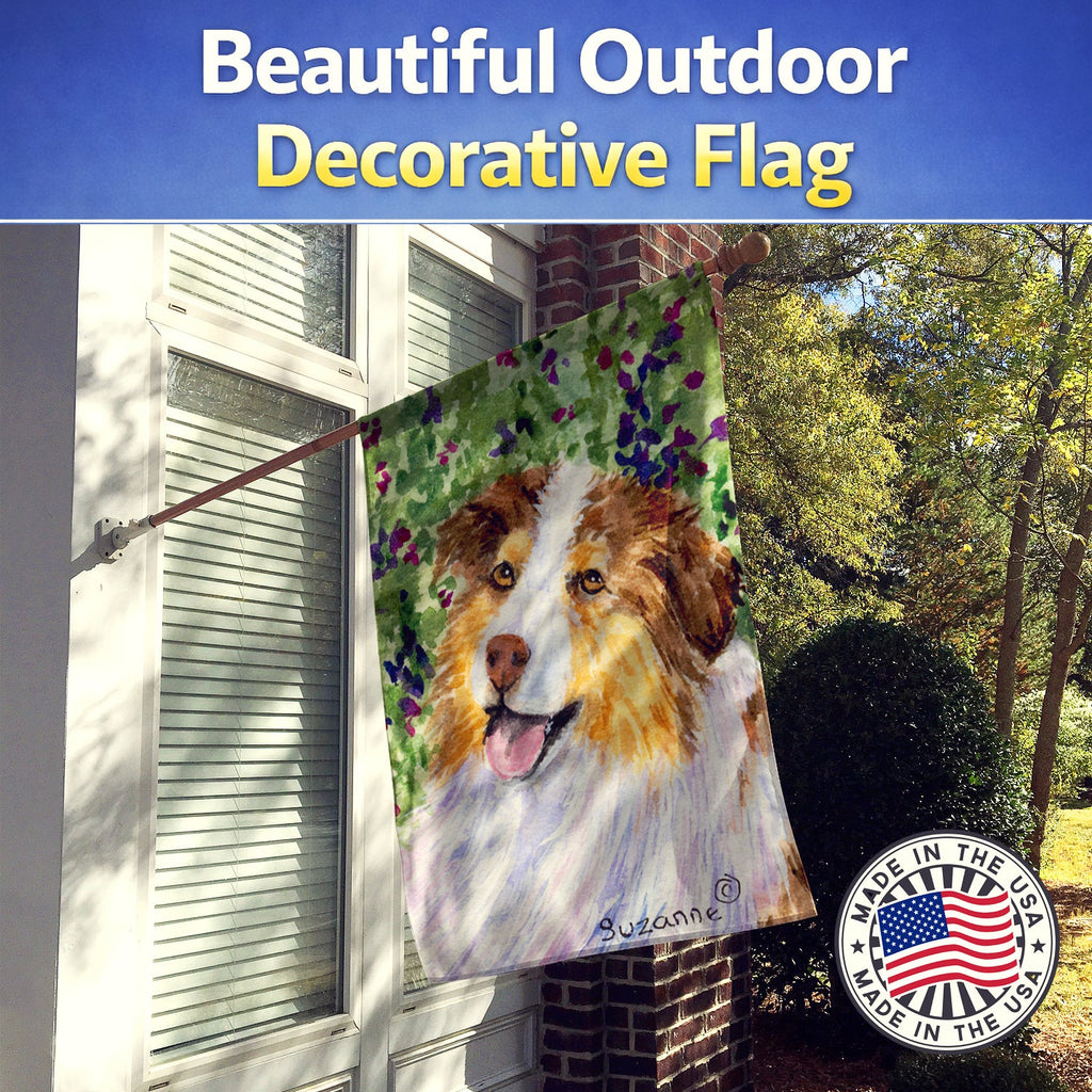 Australian Shepherd House Flag 28x40 Porch Sleeve Pole Decorative Outside Yard Banner Artwork Wall Hanging, Polyester