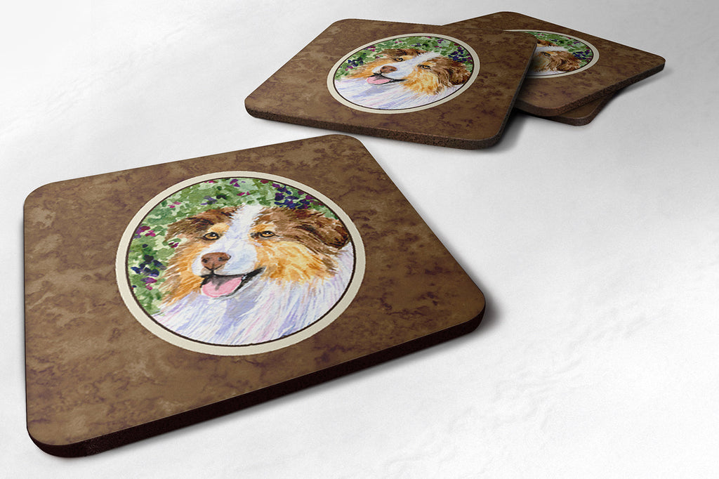 Australian Shepherd Foam Coasters Set of 4 Cup Coasters for Indoor Outdoor, Tabletop Protection, Anti Slip, Mouse pad Material