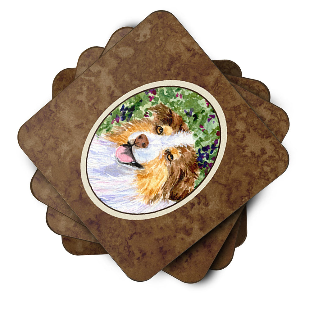 Australian Shepherd Foam Coasters Set of 4 Cup Coasters for Indoor Outdoor, Tabletop Protection, Anti Slip, Mouse pad Material