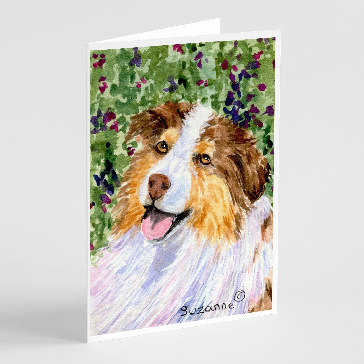 Australian Shepherd Greeting Cards Pack of 8 Blank Cards with Envelopes Whimsical A7 Size 5x7