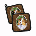 Australian Shepherd Pot Holder Set of 2 Heat Resistant Quilted Hot Pads 7.5 x 7.5 Inch, Insulated Kitchen Trivets for Cooking & Baking