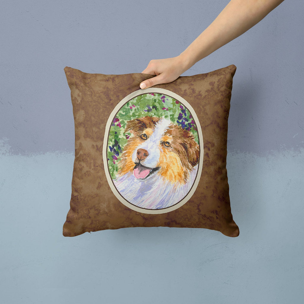 Australian Shepherd Decorative Throw Pillow 14x14 Indoor Outdoor Accent Cushion, Fabric Cover with Insert for Sofa, Bed, Porch & Living Room