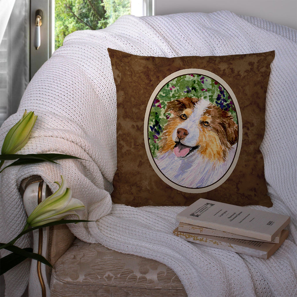 Australian Shepherd Decorative Throw Pillow 14x14 Indoor Outdoor Accent Cushion, Fabric Cover with Insert for Sofa, Bed, Porch & Living Room