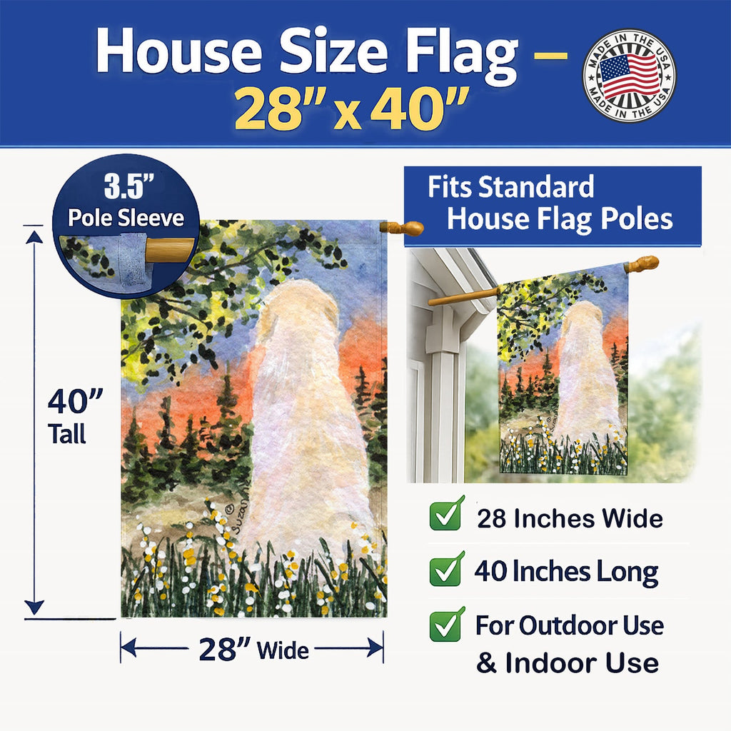 Golden Retriever House Flag 28x40 Porch Sleeve Pole Decorative Outside Yard Banner Artwork Wall Hanging, Polyester