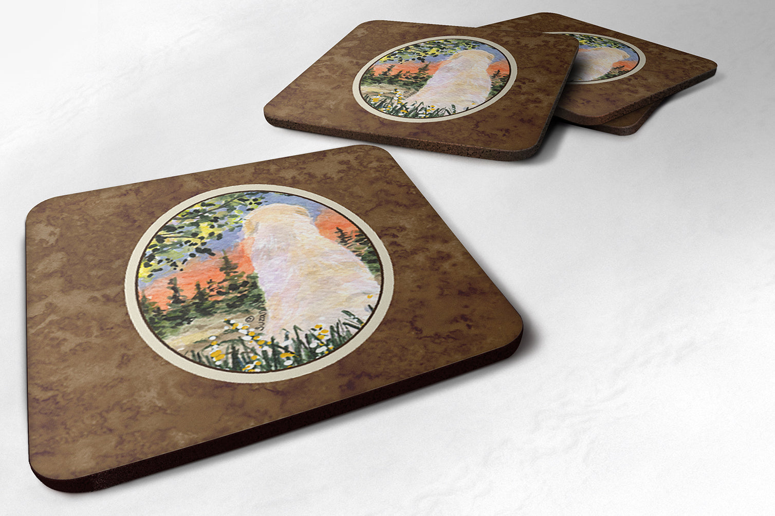 Golden Retriever Foam Coasters Set of 4 Cup Coasters for Indoor Outdoor, Tabletop Protection, Anti Slip, Mouse pad Material