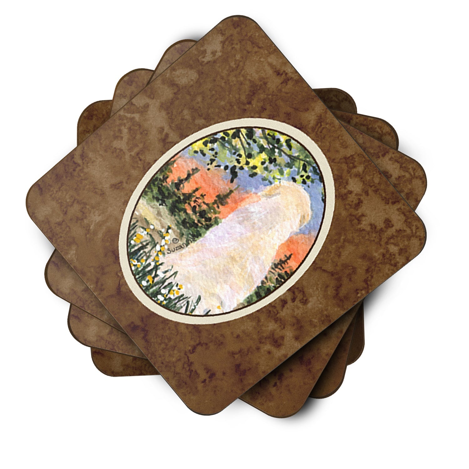 Golden Retriever Foam Coasters Set of 4 Cup Coasters for Indoor Outdoor, Tabletop Protection, Anti Slip, Mouse pad Material