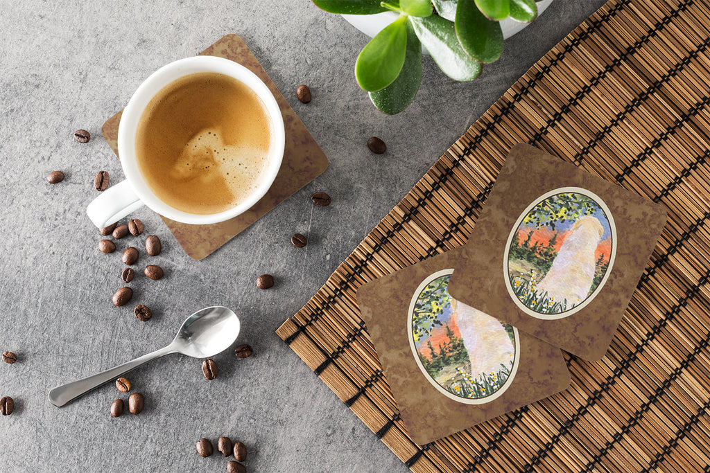 Golden Retriever Foam Coasters Set of 4 Cup Coasters for Indoor Outdoor, Tabletop Protection, Anti Slip, Mouse pad Material