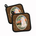 Golden Retriever Pot Holder Set of 2 Heat Resistant Quilted Hot Pads 7.5 x 7.5 Inch, Insulated Kitchen Trivets for Cooking & Baking
