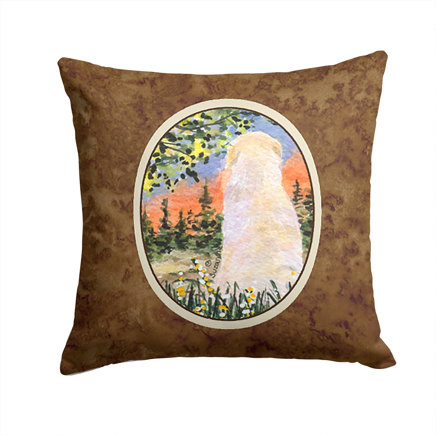 Golden Retriever Decorative Throw Pillow 14x14 Indoor Outdoor Accent Cushion, Fabric Cover with Insert for Sofa, Bed, Porch & Living Room