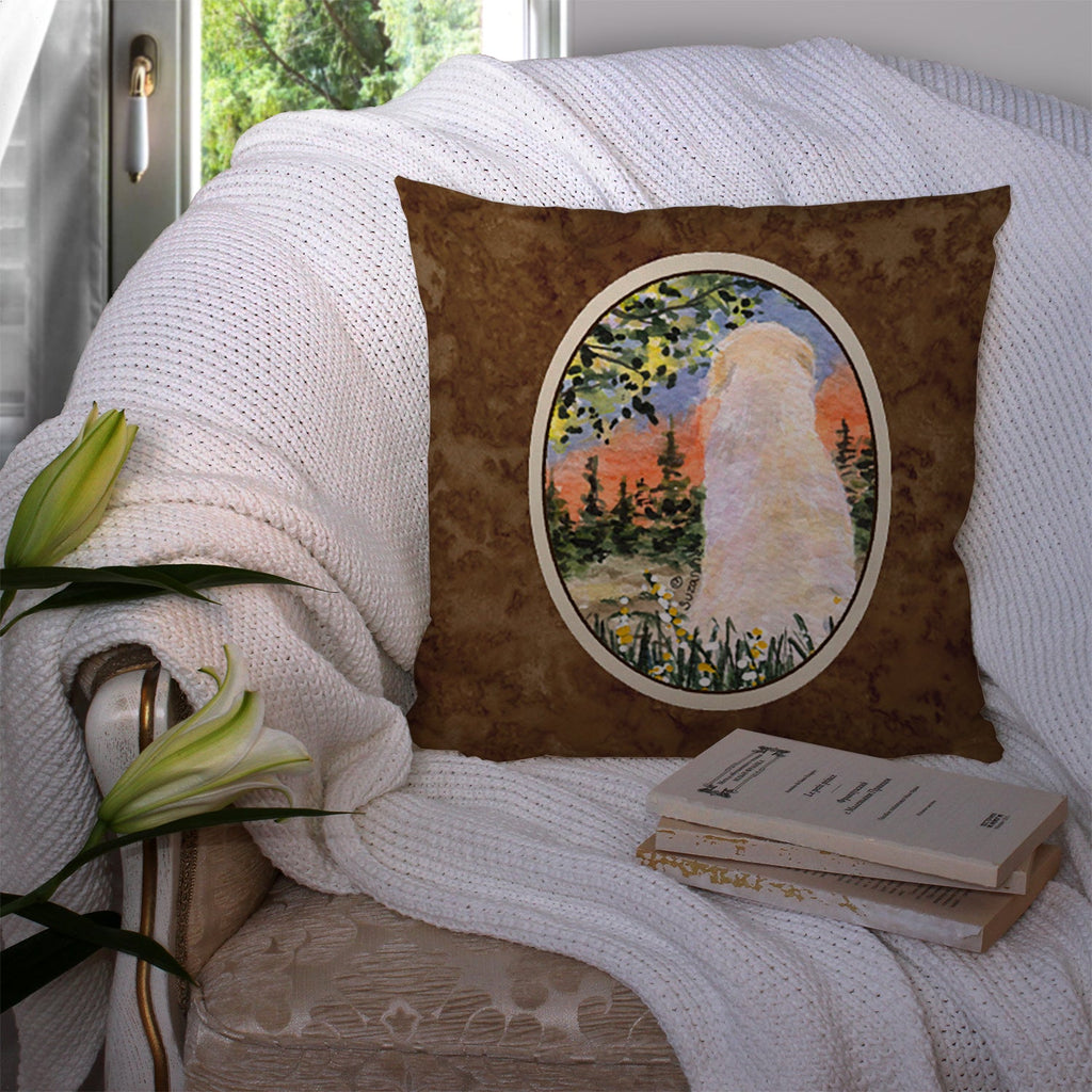 Golden Retriever Decorative Throw Pillow 14x14 Indoor Outdoor Accent Cushion, Fabric Cover with Insert for Sofa, Bed, Porch & Living Room