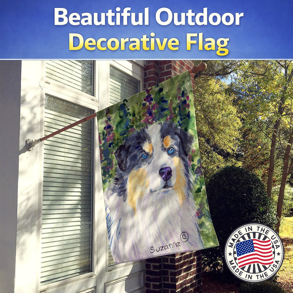 Australian Shepherd House Flag 28x40 Porch Sleeve Pole Decorative Outside Yard Banner Artwork Wall Hanging, Polyester