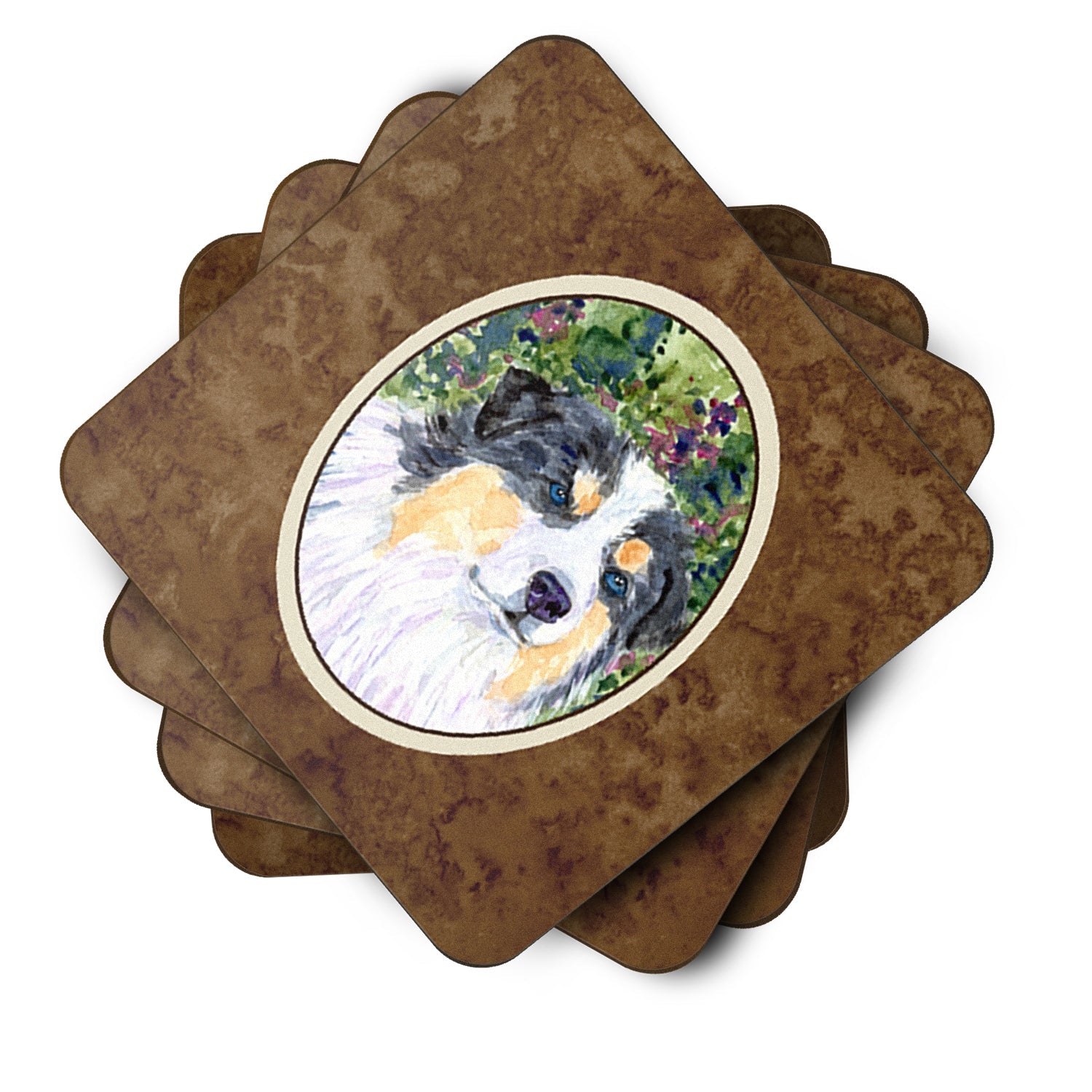 Australian Shepherd Foam Coasters Set of 4 Cup Coasters for Indoor Outdoor, Tabletop Protection, Anti Slip, Mouse pad Material
