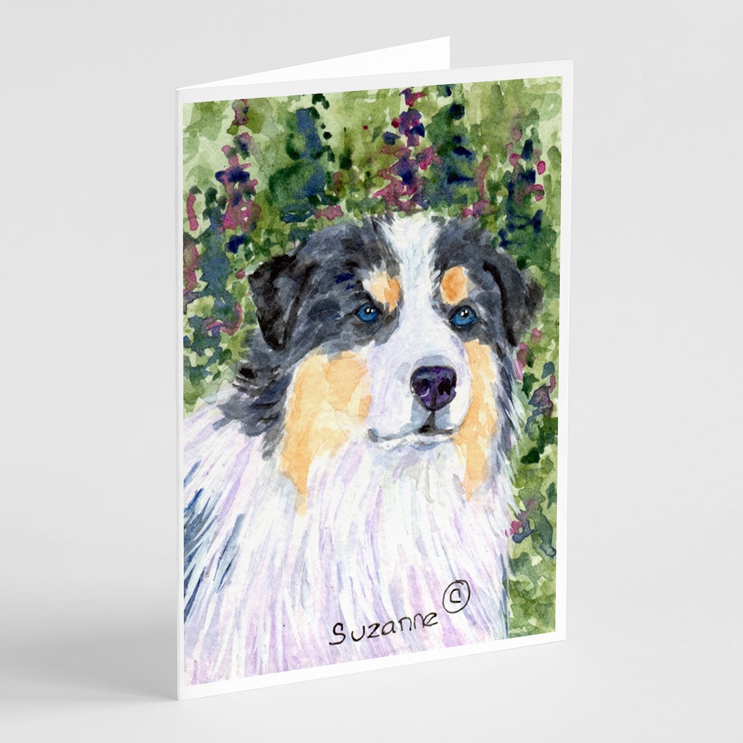 Australian Shepherd Greeting Cards Pack of 8 Blank Cards with Envelopes Whimsical A7 Size 5x7