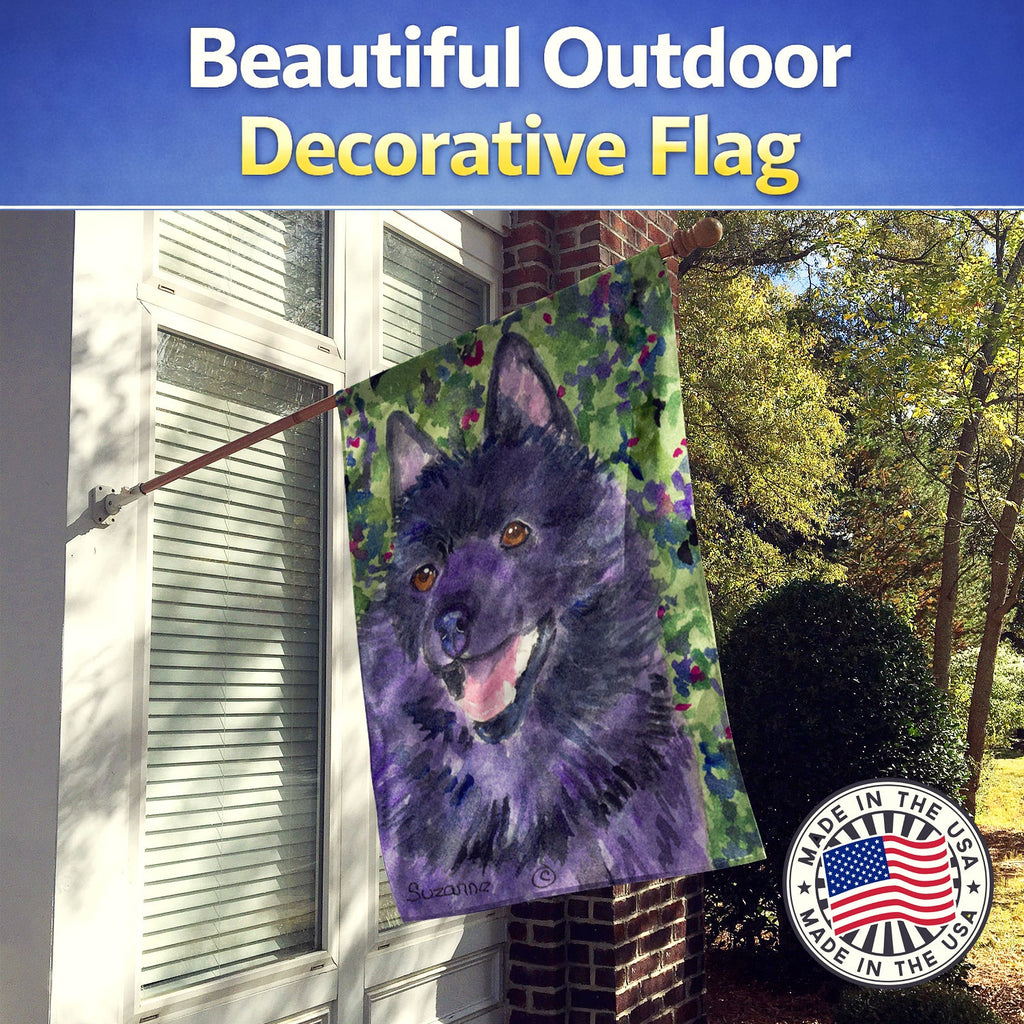 Schipperke House Flag 28x40 Porch Sleeve Pole Decorative Outside Yard Banner Artwork Wall Hanging, Polyester