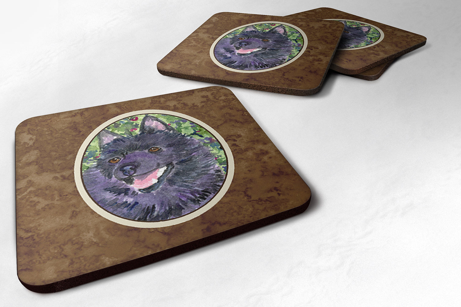 Schipperke Foam Coasters Set of 4 Cup Coasters for Indoor Outdoor, Tabletop Protection, Anti Slip, Mouse pad Material