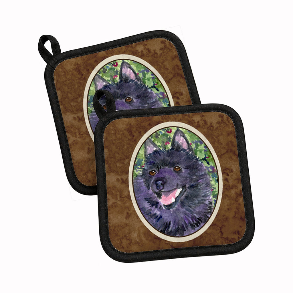 Schipperke Pot Holder Set of 2 Heat Resistant Quilted Hot Pads 7.5 x 7.5 Inch, Insulated Kitchen Trivets for Cooking & Baking