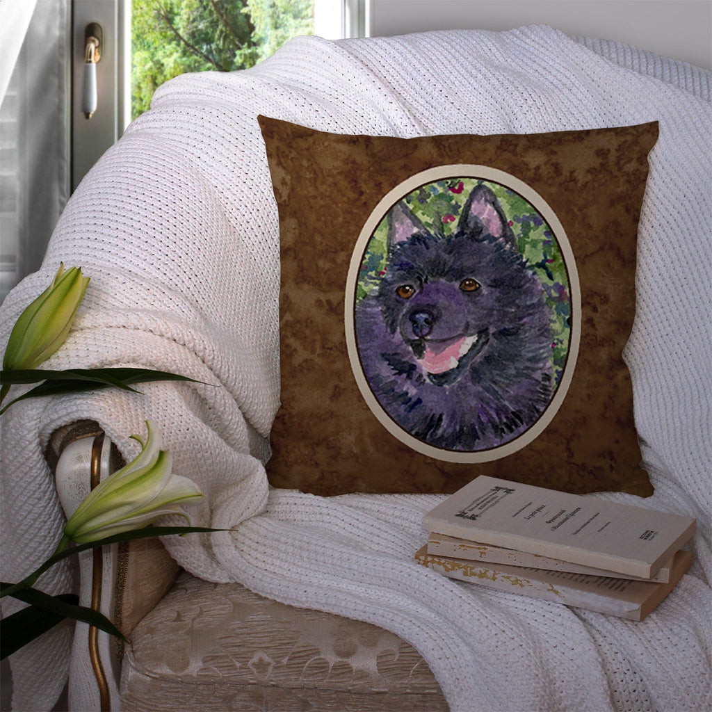 Schipperke Decorative Throw Pillow 14x14 Indoor Outdoor Accent Cushion, Fabric Cover with Insert for Sofa, Bed, Porch & Living Room