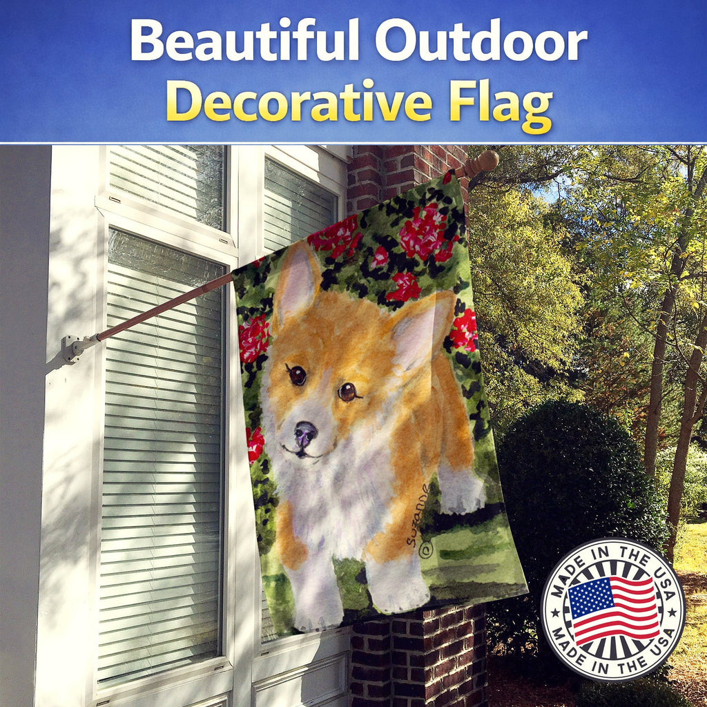 Corgi House Flag 28x40 Porch Sleeve Pole Decorative Outside Yard Banner Artwork Wall Hanging, Polyester