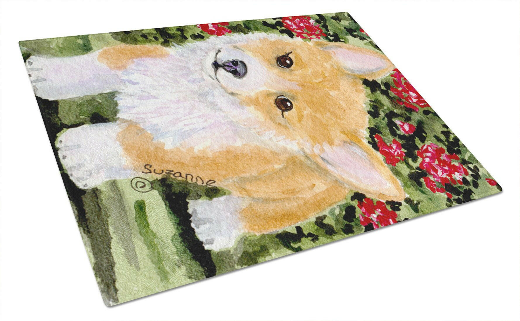 Corgi Cutting Board Tempered Glass Kitchen Cutting Surface, Heat Resistant Chopping, Non-Slip Feet, Food Prep & Serving