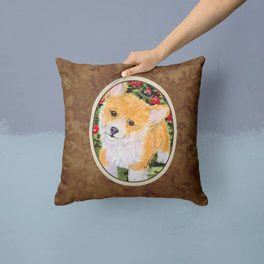 Corgi Decorative Throw Pillow 14x14 Indoor Outdoor Accent Cushion, Fabric Cover with Insert for Sofa, Bed, Porch & Living Room