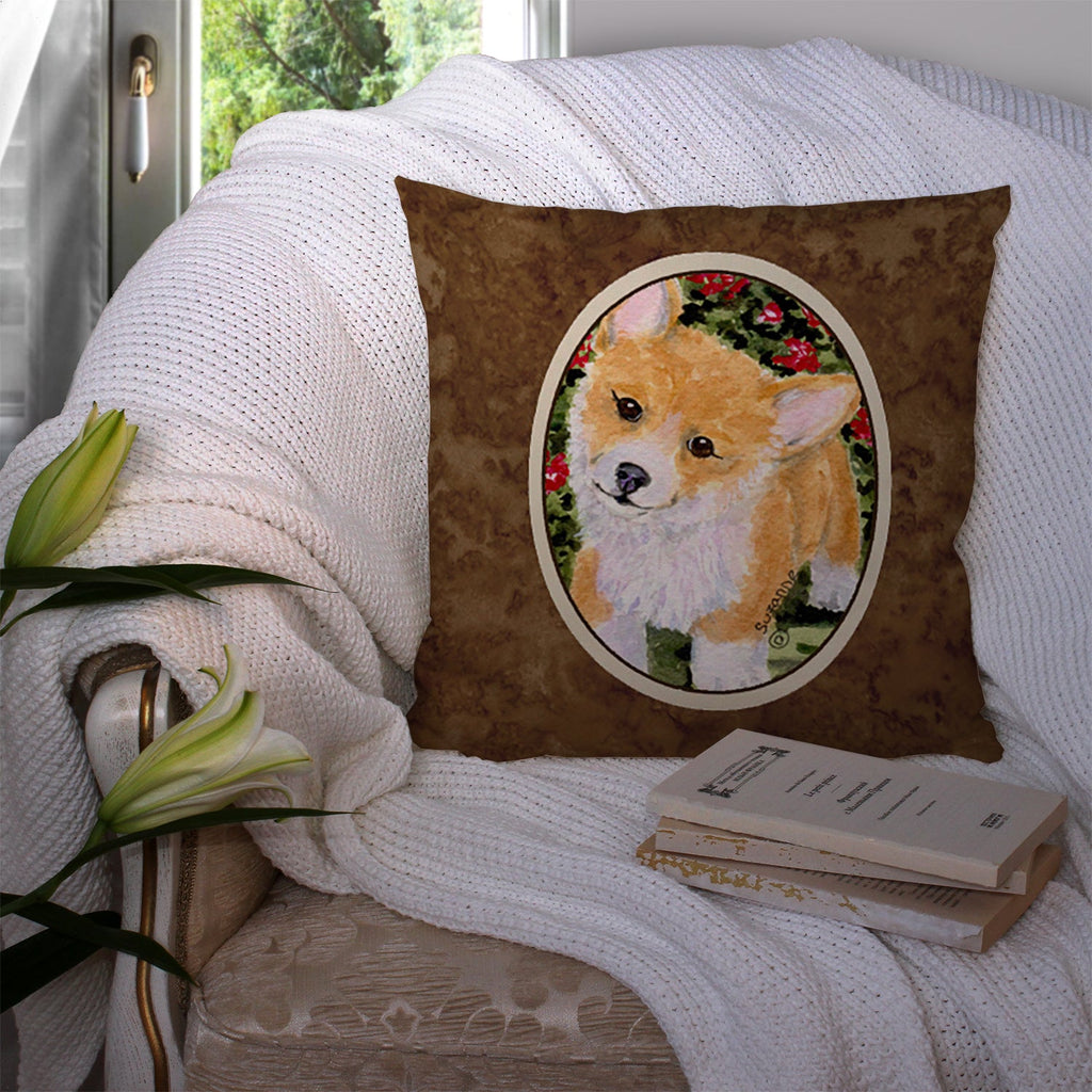 Corgi Decorative Throw Pillow 14x14 Indoor Outdoor Accent Cushion, Fabric Cover with Insert for Sofa, Bed, Porch & Living Room